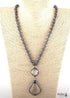 Boho Necklace, RH Antique Brass Lava Stone Glass